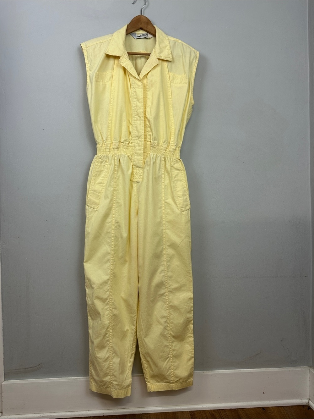 Diane Von Furstenberg Vintage 90’s Cap Sleeve Jumpsuit Yellow Cotton size M